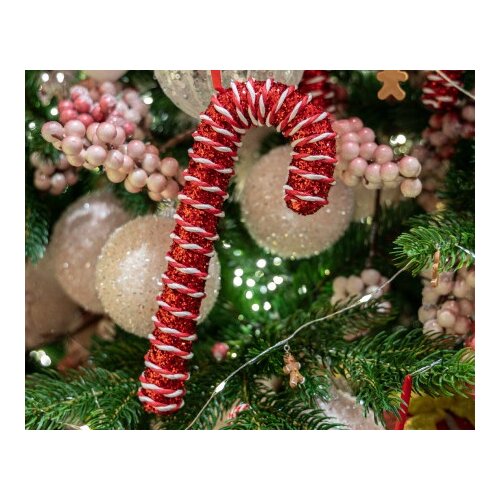 DEKOR DOM dekoracija - hanging candy stick foam 20cm 457189 - red/white - kmg ( 045671 ) Slike