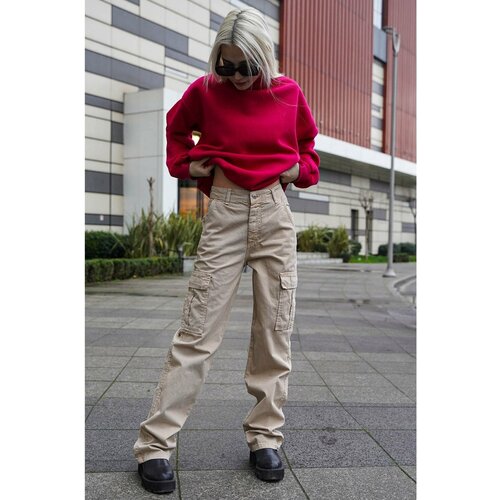 Madmext Pants - Beige - Relaxed Cene