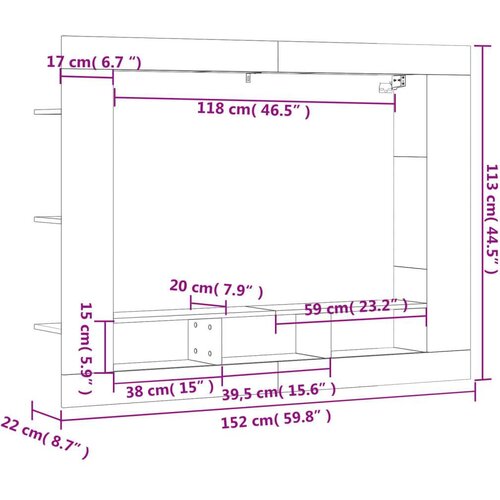 VidaXL TV ormarić boja dimljenog hrasta 152x22x113cm konstruirano drvo Slike
