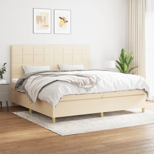 The Living Store Box spring postelja z vzmetnico krem 200x200 cm blago - Box Spring Postelja, (21514739) Cene