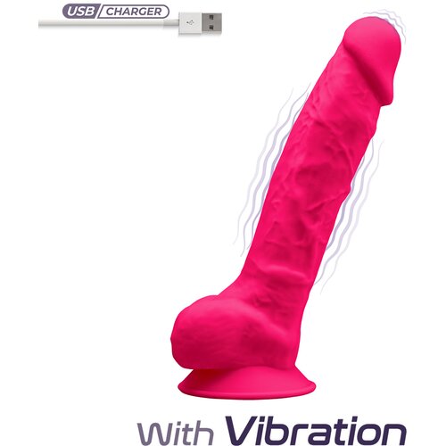 SilexD Model 1 Vibrating Premium Silicone Dual Density Dildo 8" Pink Cene