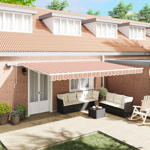 VidaXL ručno uvlačiva tenda s LED vi&amp;scaron;ebojnim prugama 500x300 cm Slike