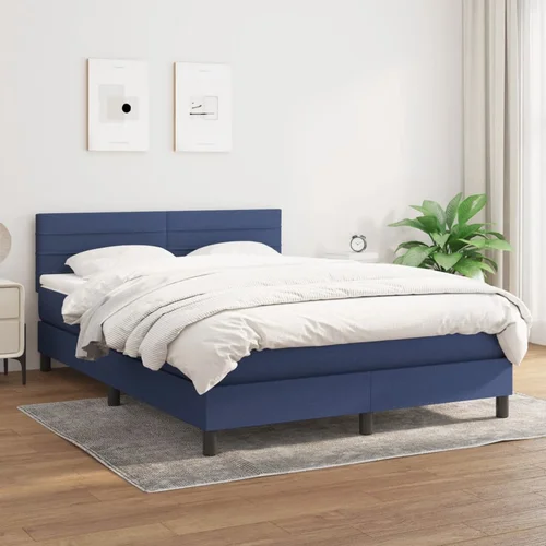 The Living Store Box spring postelja z vzmetnico modra 140x200 cm blago - Box Spring Postelja, (21511952)