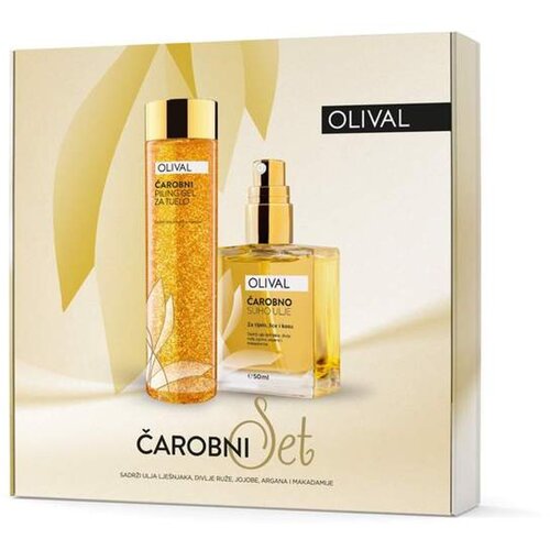 OLIVAL čarobni zlatni set (piling i čarobno suho ulje) Slike