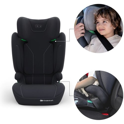Kinderkraft autosjedalica I-Spark 2 Plus i-Size 15-36 kg (100-150 cm) bez Isofix-a, Black Slike