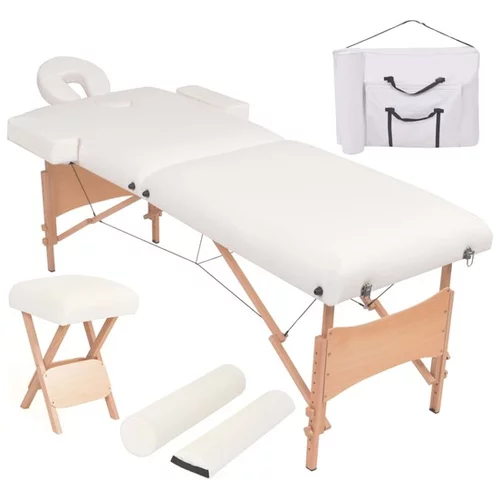  2-conska zložljiva masažna miza in stolček debelina 10 cm bela