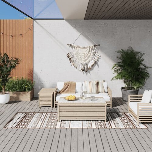 vidaXL Zunanja preproga rjava in bela 80x250 cm dvostranski dizajn Cene