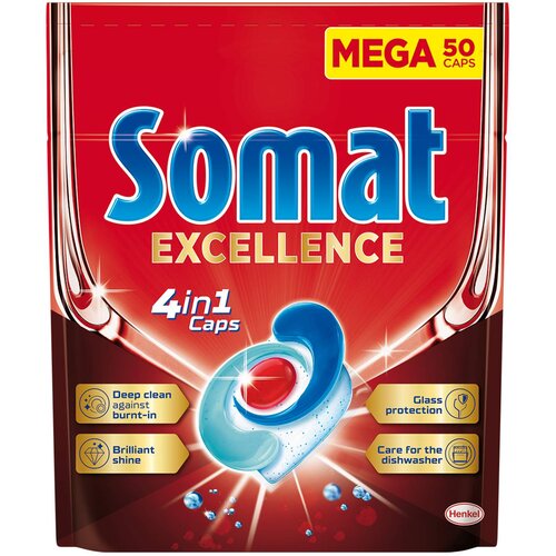 Somat Tablete za ma&amp;scaron;insko pranje posuđa Excellence 4u1, 50 komada Slike