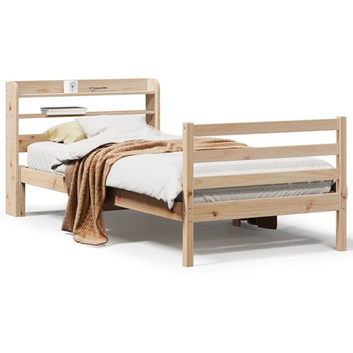 VidaXL Okvir kreveta s uzglavljem 75x190 cm od borovine Slike