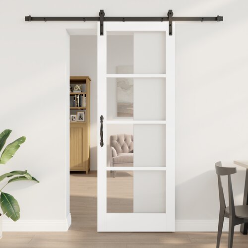 VidaXL Drsna vrata s kompletom pribora &amp;#039;ORKDAL&amp;#039;Bela trdi les &amp;amp; steklo, Notranja vrata s steklom &amp;#039;ORKDAL&amp;#039;Bela 78x211x4 cm Slike