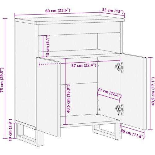 VidaXL poredak 60x33.5x75 cm od čvrstog drva i akacije Slike