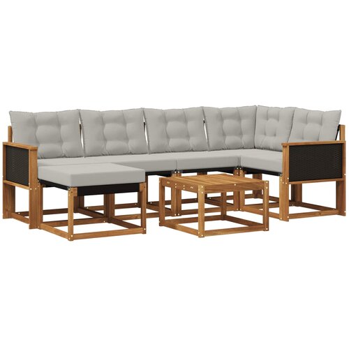 vidaXL Zunanja garnitura za sedenje 7 pcs Naravna in svetlo siva, (5000282119) Cene