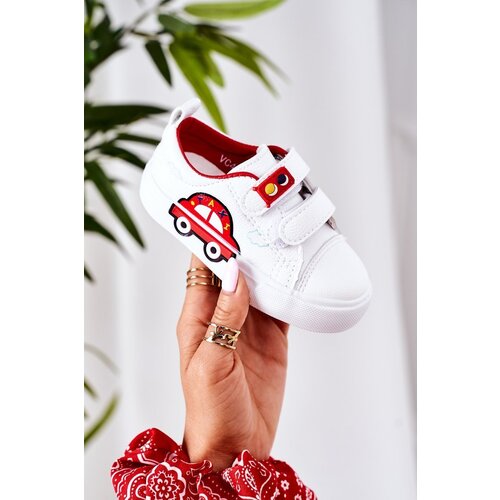 Boto Children's Sneakers With Velcro White-Red Taxi Cene