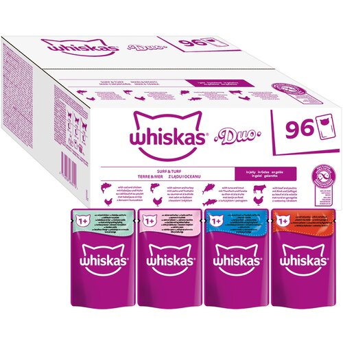 Whiskas Jumbo pakiranje DUO vrećice 96 x 85 g - Surf & Turf u želeu Cijene
