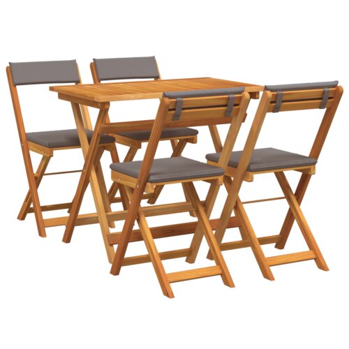 vidaXL 5-delni zložljiv bistro set z blazinami iz trdnega akacijevega lesa Cene
