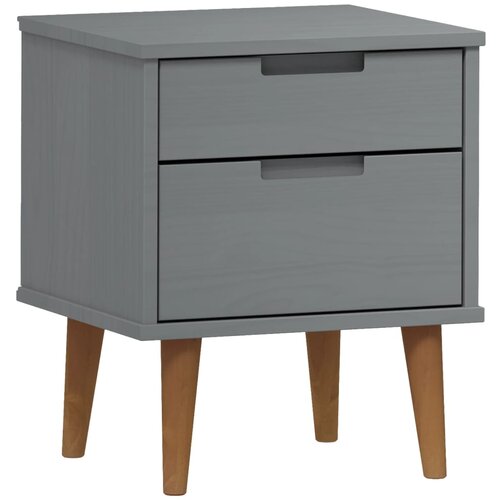 VidaXL Noćni ormarić MOLDE sivi 40 x 35 x 48 cm od masivne borovine Slike