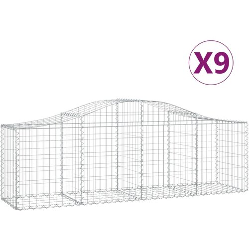  Lučne gabionske ko&amp;scaron;are 9 kom 200x50x60/80 cm pocinčano željezo Slike