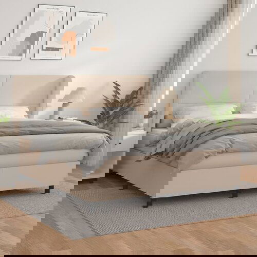 VidaXL Krevet box spring s madracem cappuccino 180x200 cm umjetna koža Slike