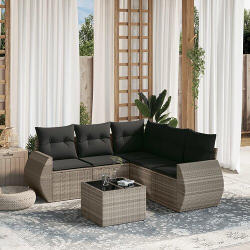 vidaXL 6-dijelni set vrtnih sofa od poliratana s jastucima svjetlosivi Cijene