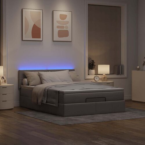 VidaXL Otomanska postelja z vzmetnico taupe 140x200 cm blago Slike