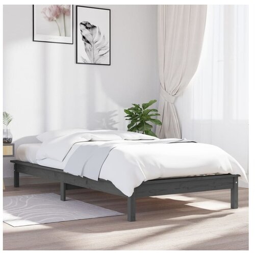  Posteljni okvir siv 90x200 cm trdna borovina Cene