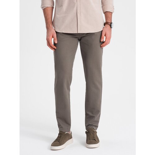 Ombre Classic men&amp;#039;s chino pants with fine texture - dark beige Slike