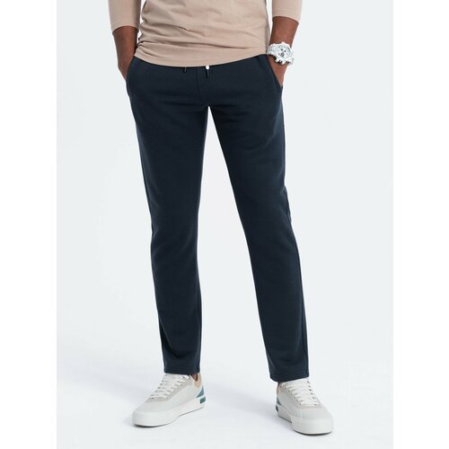 Ombre Men's sweatpants with straight leg - navy blue Cene