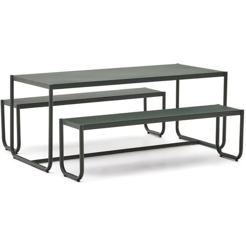 Kave Home Tamno zeleni metalni vrtni blagovaonski set za 4 osobe Sotil &amp;ndash; Slike