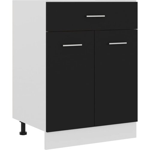 vidaXL Spodnja omarica s predalom črna 60x46x81,5 cm iverna plošča Cene