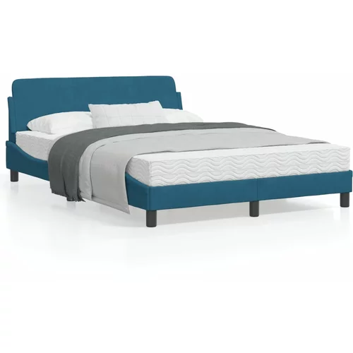 vidaXL Okvir za krevet s uzglavljem plavi 140 x 190 cm baršunasti