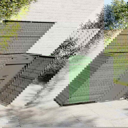 VidaXL dvojna lopa za smetnjake poli ratan antracitna 148x77x111 cm Slike