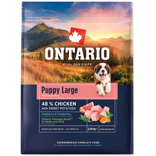 Ontario Puppy Large - pi&scaron;čanec in sladki krompir 2,25 kg Cene