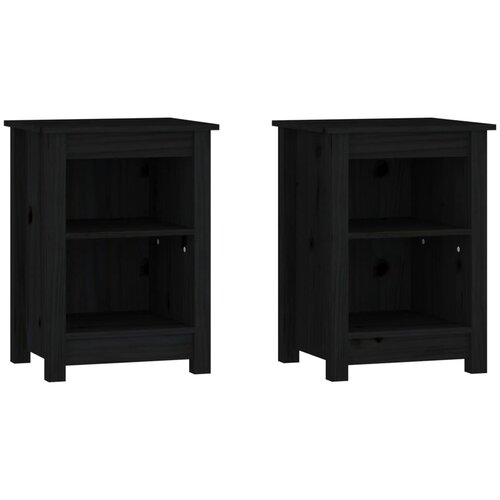 Maison Chic Dvo delni komplet Nočne omarice - Nočne mize črna 40x35x55 cm trdna borovina, (21689385) Slike