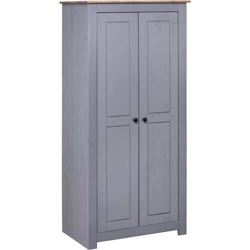 The Living Store Garderobna omara siva 80x50x171,5 cm trdna borovina Panama - Garderobna Omara, (21434243) Slike
