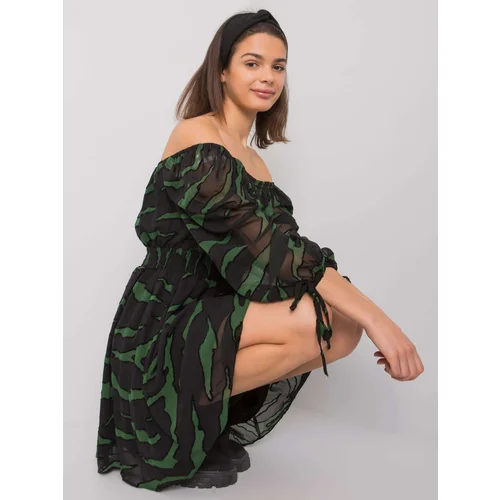 Fashion Hunters Black and green lady's dress with prints