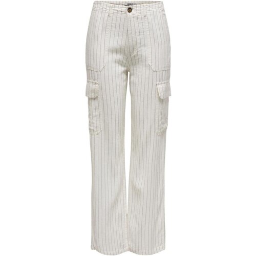 Only Hlače Onlmalfy-Caro Linen Cargo 15310985 Bela Slike