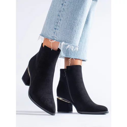 SHELOVET Suede ankle boots on the post black