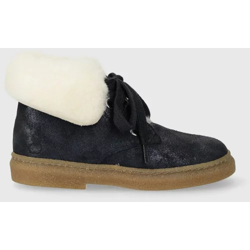 Pom d'Api Dječje zimske cipele od brušene kože TRIX FUR G boja: tamno plava