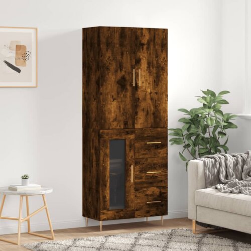 vidaXL Visoka komoda dimljeni hrast 69 5x34x180 cm konstruiranog drva Cene