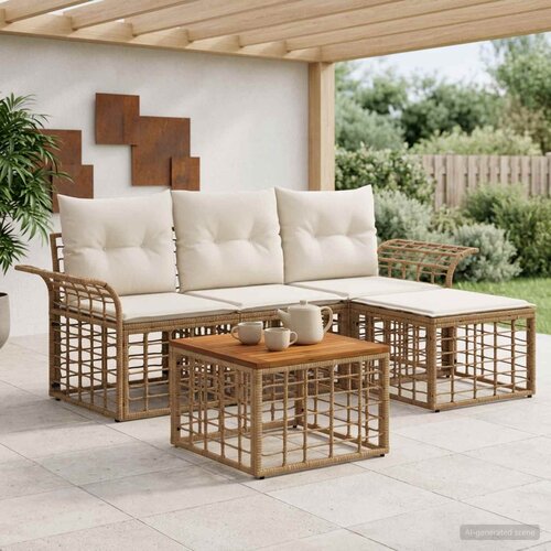  Set vanjskih sofa 5 kom. Prirodna i krema bijela Poliester Cene