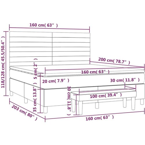 VidaXL Krevet s oprugama i madracem crni 160x200 cm bar&amp;scaron;unasti Slike