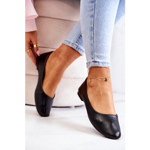 EVENTO PE1 Black Classic Leather Ballerina Stacee Slike