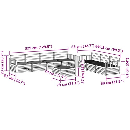  Set vanjskih sofa 8 kom. Prirodna Čvrsto drvo akacije Slike