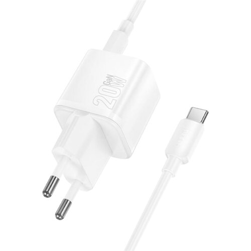 Hoco. hoco Punjač sa USB-C kablom, PD20W + QC3.0, Bijeli Slike