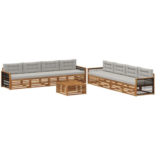 vidaXL Zunanja garnitura za sedenje 9 pcs Naravna in svetlo siva, (5000282501) Cene
