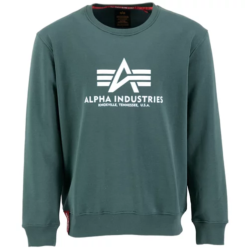 Alpha Industries Majica temno zelena / bela