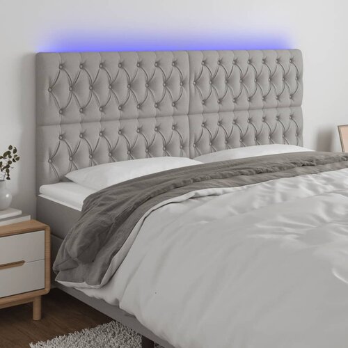 vidaXL LED posteljno vzglavje svetlo sivo 200x7x118/128 cm blago Cene