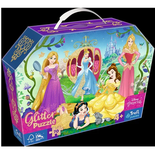 Trefl puzzle glitter Disney Princess, 70 kom