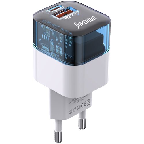 Superior Kućište punjača SU-P105 30W Super Fast USB A QC3.0+Type C, Belo Cene