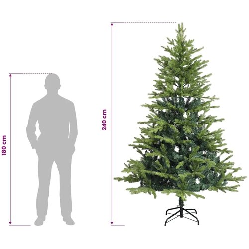  Umjetno božićno drvce s nogom 240 cm PVC i metal Zelena - Zelena 240 cm bez LED svjetala Slike